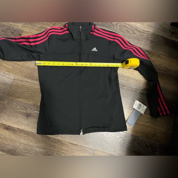 adidas Womens Jacket Medium Full Zip Long Sleeve Athletic 3 Pink Strip - Picture 6 of 6